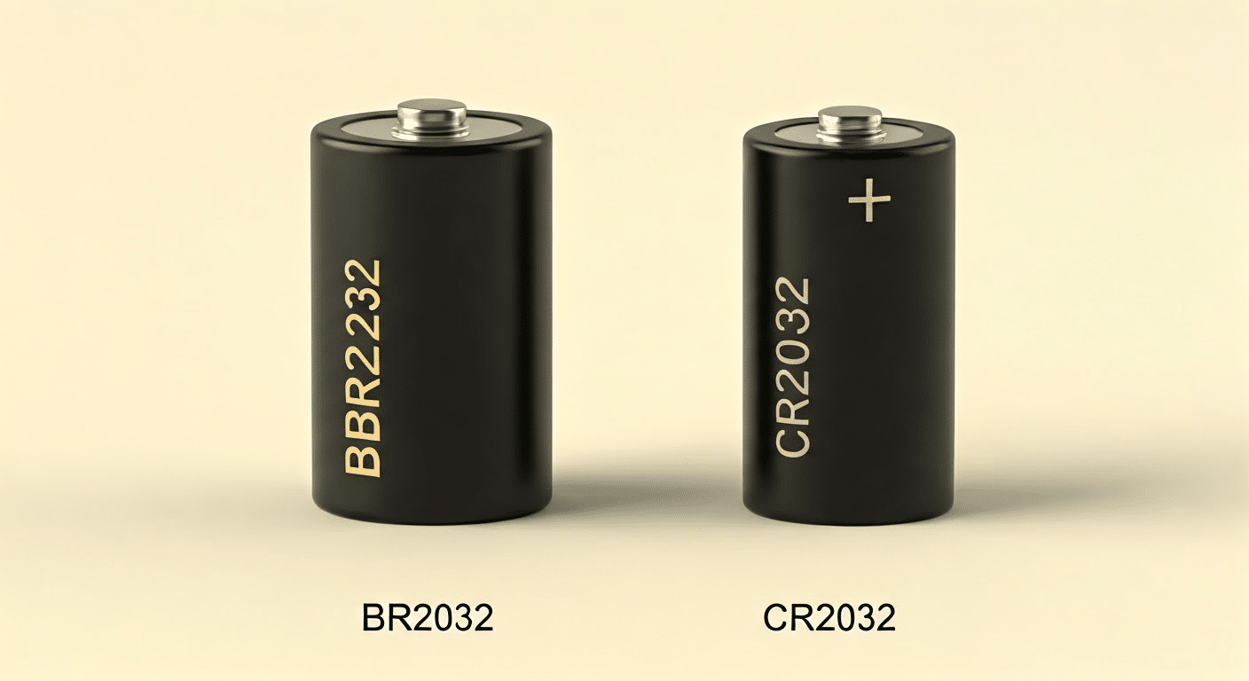 Comparación de pilas BR2032 y CR2032.