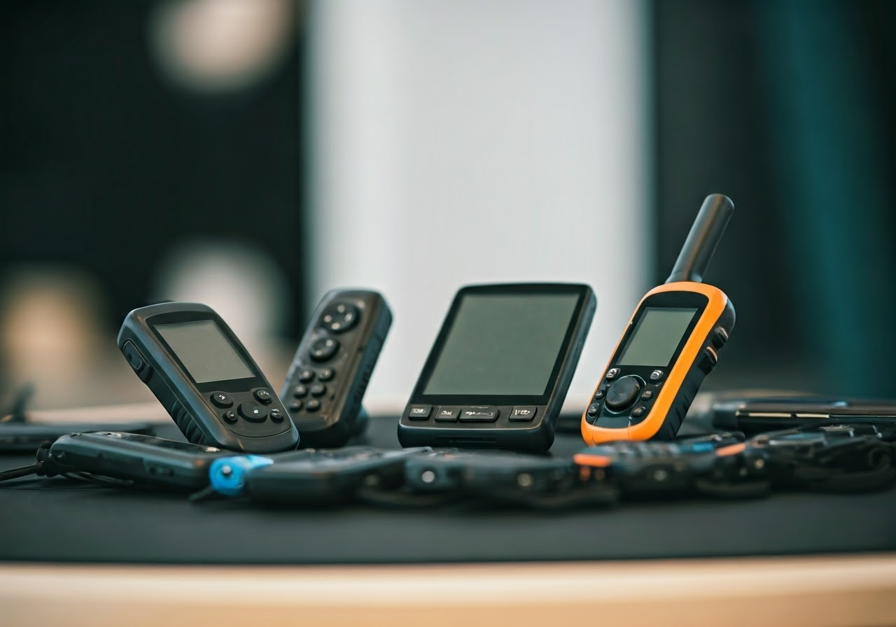 Variedad de dispositivos GPS en exposición