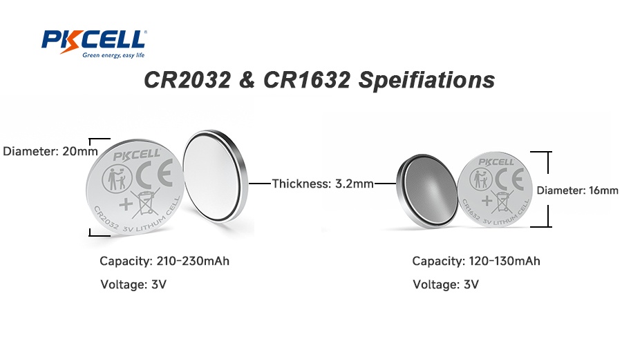 especificaciones de cr1632 y cr2032