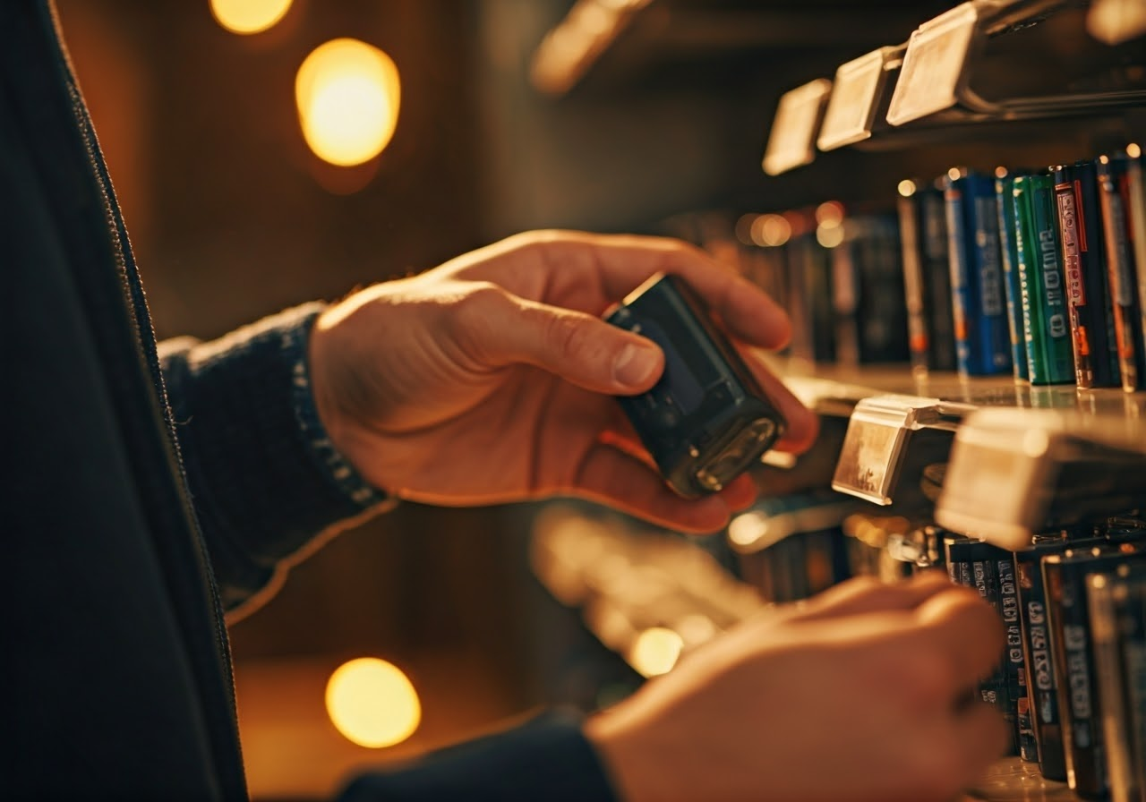 Persona examinando las pilas del GPS